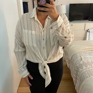 Maeve Striped Front tie long sleeve